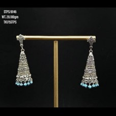 Oxidized 925 sterling silver jhumka earrings 